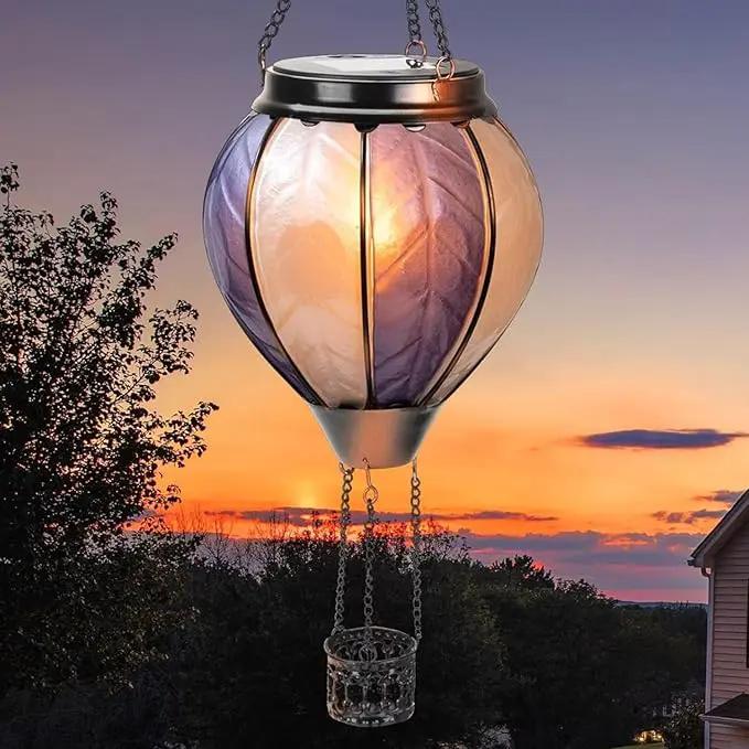 18inch Hot Air Balloon Solar Lantern with Flickering Flame Hanging Solar Outdoor Lantern Lights Waterproof Lanterns for Garden Patio Yard Party Decoration by GreenHaven Gardens