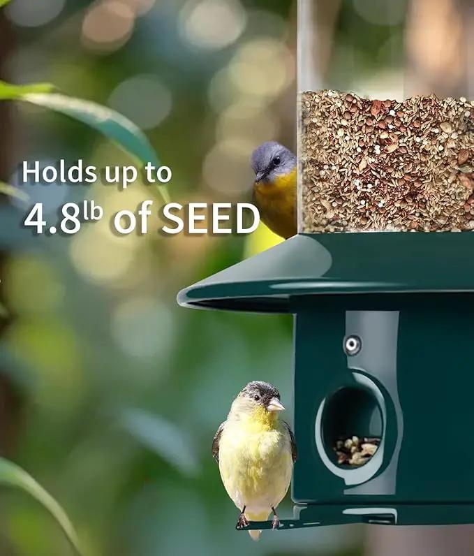 Bird Feeder for Outdoors: Squirrel Proof Bird Feeders, Gravity Sense Squirrel Proof Wild Bird Feeders for Finch Cardinal Chickadee, 4.8LB Large Capacity Hanging Birdfeeder by GreenHaven Gardens