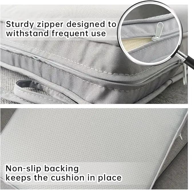 3-Pack Outdoor Patio Furniture Replacement Cushions Set–High-Elastic Sponge Cushions Fit 4-Piece Wicker Rattan Sofa, Loveseat & Chairs, 36x18x2 & 18x18x2, Waterproof, Fade-Resistant (Light gray) by GreenHaven Gardens
