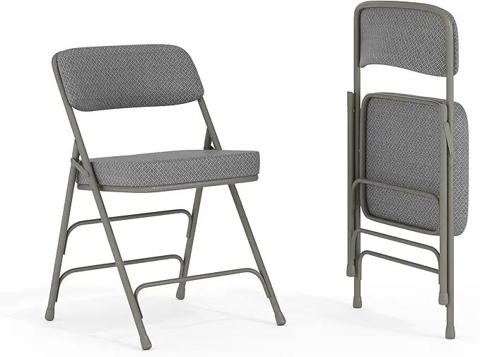 Flash Furniture Hercules Series Metal Folding Chairs with Cushioned Seats, Fabric Upholstered Event Chairs, Set of 2, Gray by GreenHaven Gardens