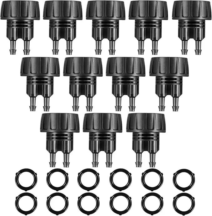 Retisee 12 Pcs 1/4 Inch Drip Irrigation Hose Connectors to 3/4 Inch Garden Faucet Adapter Drip Irrigation System Convert 3/4 to 1/4 Drip Hose Fittings with 12 Washers for Garden Irrigation by GreenHaven Gardens