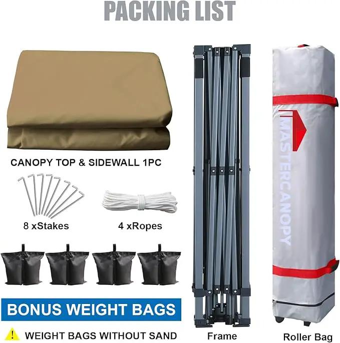 MASTERCANOPY Pop up Canopy Tent with 1 Sidewall (12x12 ft, Khaki) by GreenHaven Gardens