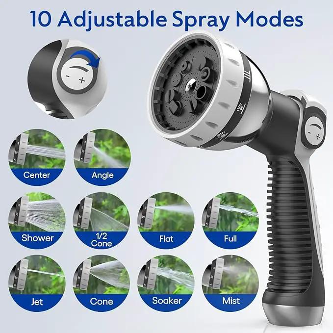 Retractable Garden Hose Reel, 1/2 in x 100 ft Wall Mounted Hose Reel, 10-Pattern Spray Nozzle, Any Length Lock/Slow Return System/Wall Mounted/180°Swivel Bracket by GreenHaven Gardens