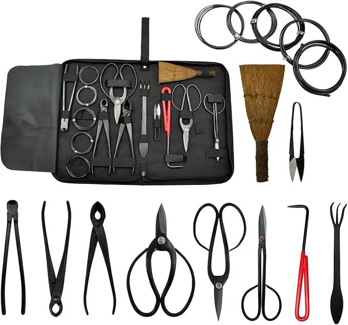 Voilamart 12 Pcs Gardening Bonsai Tool Sets Carbon Steel Garden Plant Trimming Kit Scissor Cutter Shear Heavy Duty Nylon Case Outdoor Entrenching Tools by GreenHaven Gardens