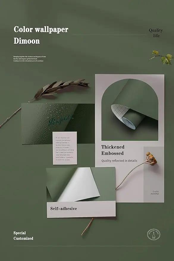 Dimoon 394''x17.7'' Green Peel and Stick Wallpaper Contact Paper Modern Self Adhesive Wall Paper Removable Renter Friendly Textured Solid Color Shelf Cabinet Vinyl Roll (394''x17.7'',Leaf Green) by GreenHaven Gardens