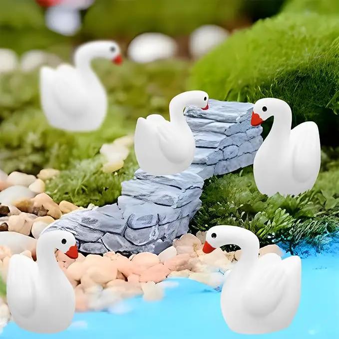 80Pcs Mini Gooses Resin Tiny Gooses Miniature Decoration Figurines Ducks Dollhouse Garden Decor Plastic Mini Animals Micro Landscape Ornament Cake DIY Craft by GreenHaven Gardens