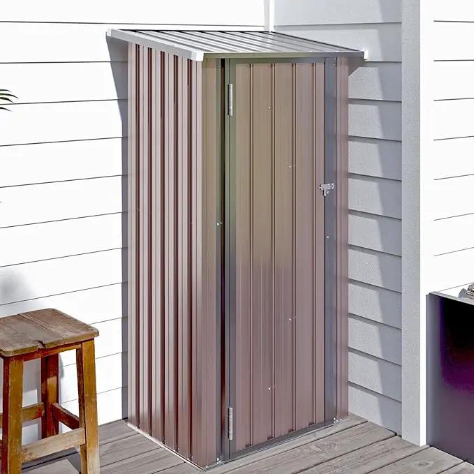 Aoxun 3’x2.1’ Outdoor Metal Storage Shed with Lockable Doors, Steel Utility Tool Shed, Metal Sheds Outdoor Storage for Garden, Patio, Backyard and Lawn, Brown by GreenHaven Gardens