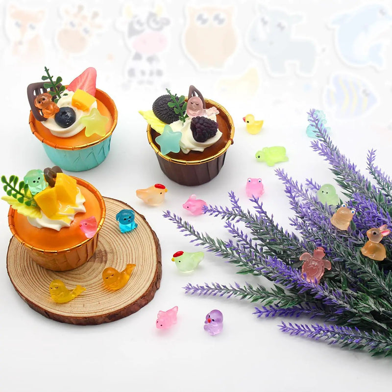 Anvin 120 pcs Mini Resin Animals Glow in The Dark Garden Miniatures Luminous Fairy Garden Figurines with Mini Ducks/Owls/Frogs/Pandas for Micro Landscape Cake Potted Plants Dollhouse Decor by GreenHaven Gardens