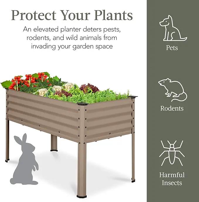 Best Choice Products 48x24x30in Galvanized Raised Garden Bed, Metal Elevated Planter Box, Vegetable Garden for Backyard, Patio, Balcony - Taupe by GreenHaven Gardens