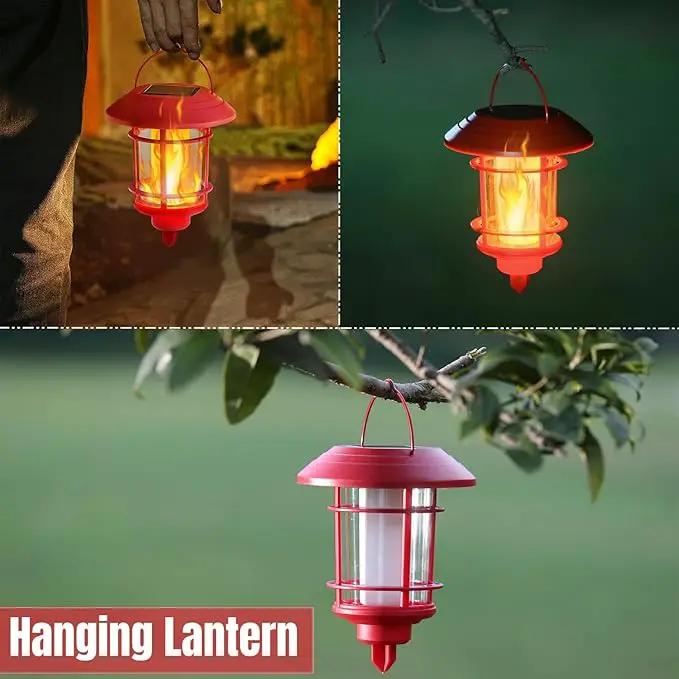 Dynaming 6 Pack Christmas Solar Flame Garden Lights Outdoor, Dual Use Flickering Flame Torch Candy Cane Pathway Marker, Xmas Hanging Lantern Lights, Waterproof & Auto On/Off for Patio Walkway Driveway by GreenHaven Gardens