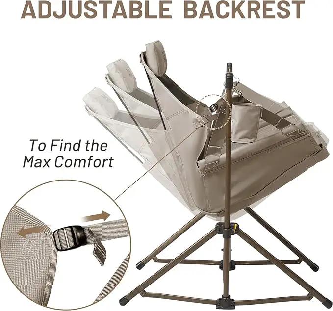 TIMBER RIDGE Hammock Camping Chair with Adjustable Backrest, Heavy Duty Folding Hammock Chair Supports 300lbs, Portable Hammock Chair for Camping, Travelling and Patio, Tan 2 Pack by GreenHaven Gardens