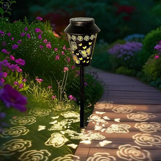 Solar Pathway Lights Outdoor Waterproof, Metal Copper Butterfly Lantern for Yard, Garden, Walkway, Patio Decor and More, Ideal Landscape Lighting Gift for Women, Mom, Grandma by GreenHaven Gardens