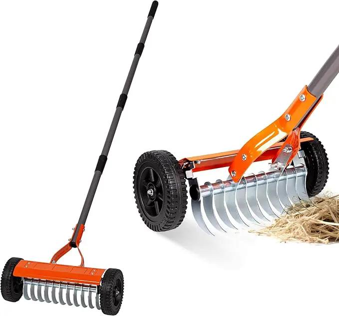 Walensee Dethatching Roller Rake with 76.8'' Adjustable Handle, 2mm Stainless Steel Blades, Heavy Duty Lawn Thatch Remover for Moss, Grass Clippings, Leaves & Debris – Ideal for Yard & Garden Cleanup by GreenHaven Gardens