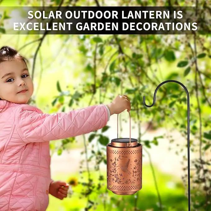 Hummingbird Solar Lanterns Garden Decor Birthday Mothers Day Gifts for Mom Women Metal Hanging Solar Lights Waterproof Outdoor Decoration for Outside LED Lanterns for Yard Lawn Patio Deals by GreenHaven Gardens
