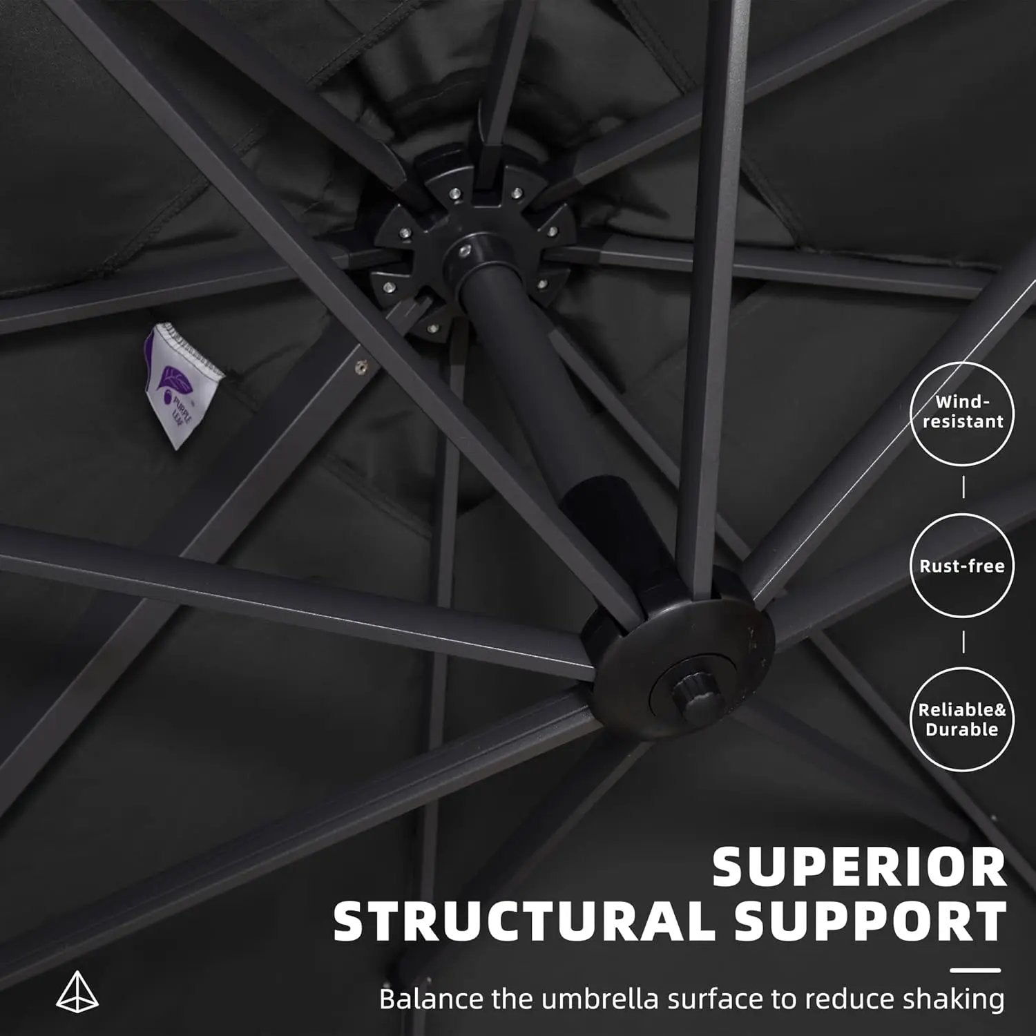 PURPLE LEAF 10 Feet Patio Umbrella Outdoor Cantilever Square Umbrella Aluminum Offset Umbrella with 360-degree Rotation for Garden Deck Pool Patio Black by GreenHaven Gardens