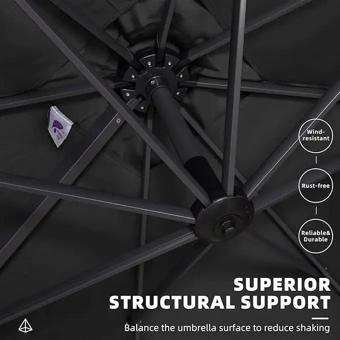 PURPLE LEAF 10' X 13' Square Cantilever Umbrella Patio Umbrella with Base Outdoor Umbrella Aluminum Offset with 360-degree Rotation for Garden Deck Pool Patio Black by GreenHaven Gardens