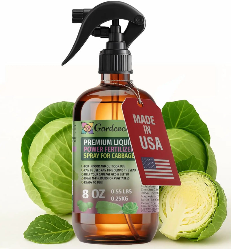 Liquid Power Cabbage Fertilizer Spray – Ready-to-Use Liquid Plant Food Mist for Cabbage – Premixed, Easy Application – Fast-Acting Formula for Growth, Roots & Yield – Indoor & Outdoor Use – 8 oz by GreenHaven Gardens