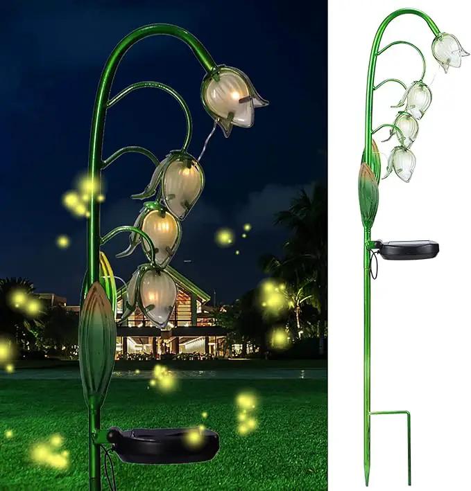VCUTEKA Solar Garden Decor Stake Outdoor Light Glass Flower Stake for Yard Lawn Decor Backyard Decorations by GreenHaven Gardens