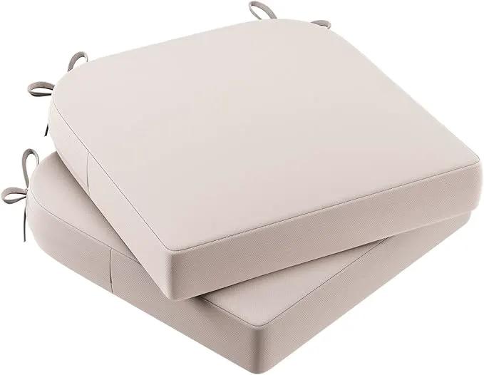 AAAAAcessories Outdoor Seat Cushions for Chairs, Waterproof, Fade-Resistant Patio Furniture Replacement Cushions, 17" x 16" x 2", Set of 2, Khaki Beige by GreenHaven Gardens