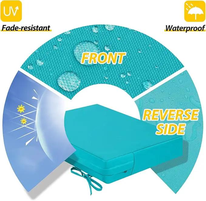 AAAAAcessories Outdoor Seat Cushions for Chairs, Waterproof, Fade-Resistant Patio Furniture Replacement Cushions, 18.5" x 16" x 3", Set of 4, Turquoise by GreenHaven Gardens