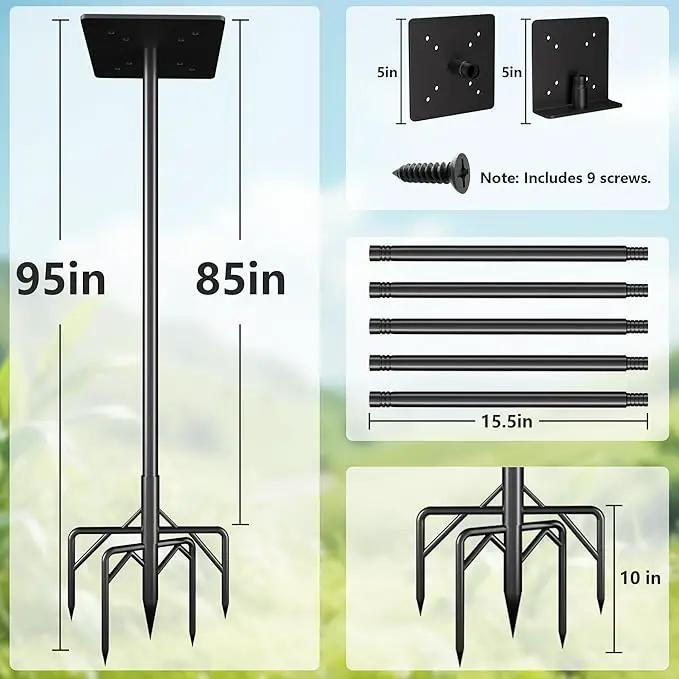 Bird Feeder Pole Stand,95 Inch Bird House Pole for Outdoors Heavy Duty,5 Base Prongs Adjustable Birds Feeder Stand for House by GreenHaven Gardens