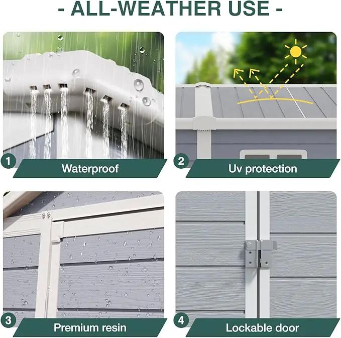 Storage Shed Plastic Outdoor Storage Shed Waterproof Container House with Lockable Door and Transparent Window for Garden, Lawn, Backyard, Patio (6x4FT) by GreenHaven Gardens