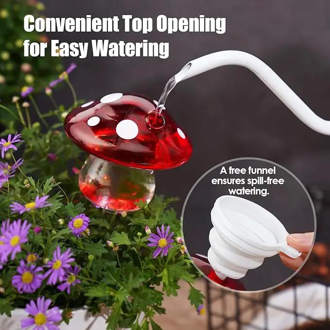 NiHome Glass Mushroom Plant Self Watering Globe Set of 3 Colors, Durable Hand-Blown Glass Bulbs Automatic Home Plant Hydration System for up to 3 Weeks, Easy Refill Design with Adjustable Flow Rate by GreenHaven Gardens