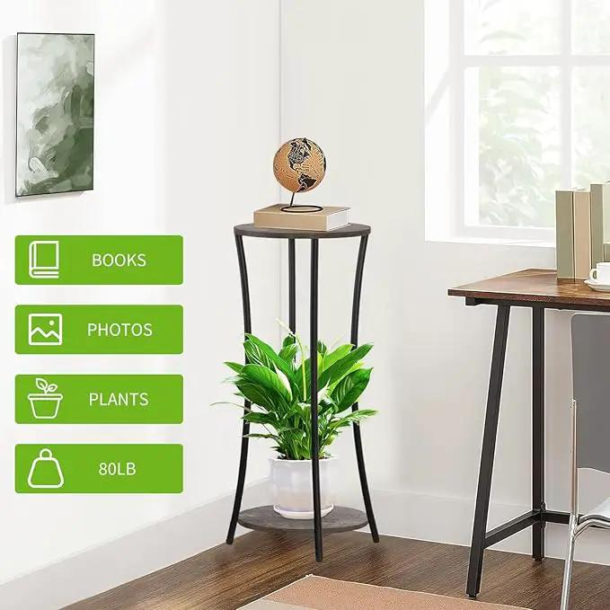YINMIT Plant Stand Indoor,2 Tier Round Potted Holder Rack,Flower Pot Stand Shelf,Round Supports Rack,Corner Plant Shelf for Balcony Garden Patio Living Room,Grey by GreenHaven Gardens