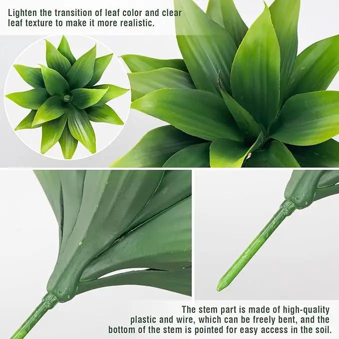 Fake Plants Artificial Agave Plants,Large UV Resistant Fake Agave Planters for Indoor and Outdoor Decorating Tropical Plant Succulents Greenery Indoor Decor((2Pack Light Green) 13.8" by GreenHaven Gardens