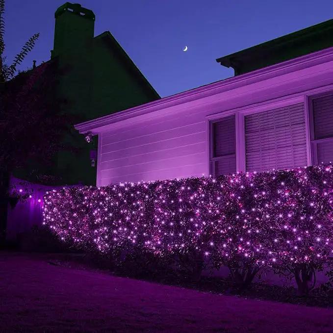 HISHINY Halloween Lights Outdoor,100LED 5ftx5ft Purple Net Lights with Connectable, Waterproof,UL Certified and Durable Green Wire Design for Bushes,Trees, Outdoor Indoor Party Decorations(Purple) by GreenHaven Gardens
