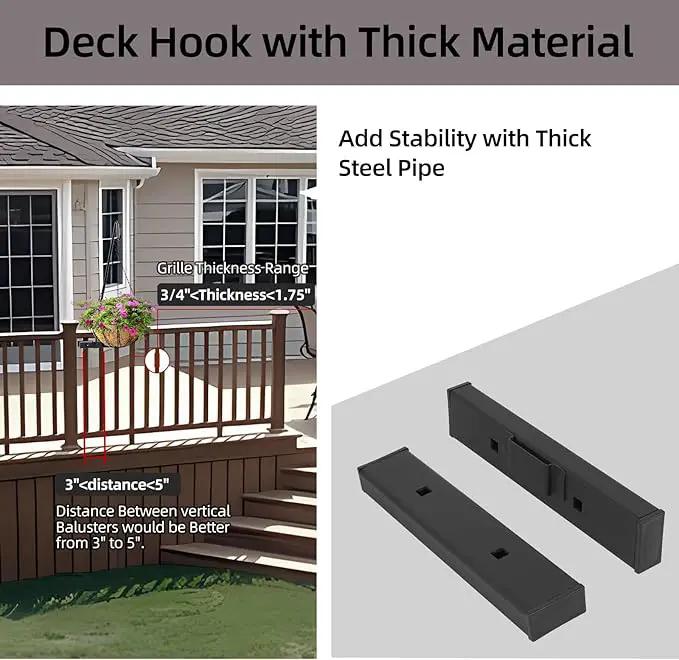 Deck Hook Railing Mount-Deck Railing Plant Hanger Outdoor，Metal Bird Feeder Hanger for Deck Railing,Fence Shepherds Hooks Pole Bracket for Hanging Hummingbird Feeder,Planter,Flower Baskets by GreenHaven Gardens