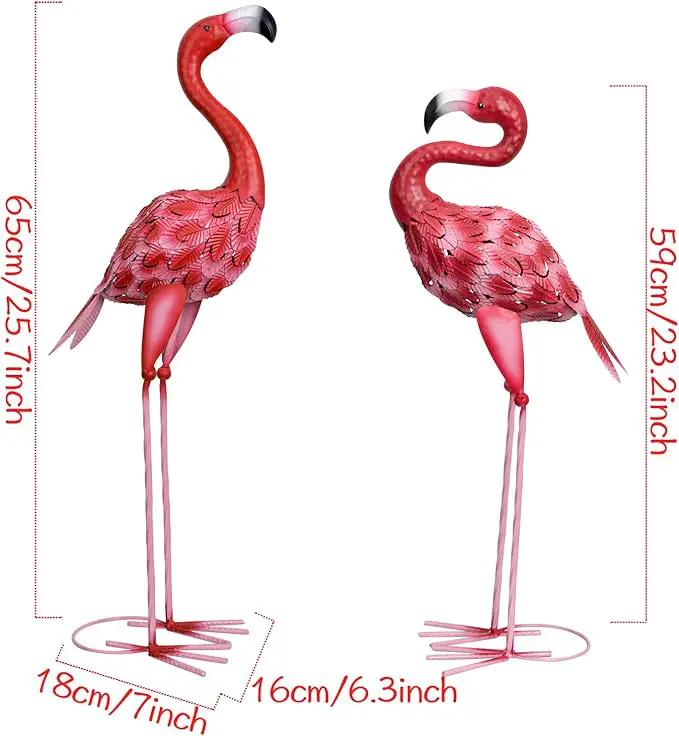 XONOR Metal Flamingo Garden Statues Red Flamingo Yard Art Outdoor Sculptures for Home Patio Lawn Backyard Décor, Set of 2 by GreenHaven Gardens