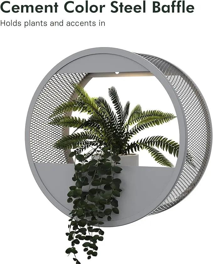 Grand patio Outdoor Circular LED Solar Hanging Wall Sconce Planter, with Dusk to Dawn Sensor Decor Wall Lighting for Garage Doorway Patio Yard, Cement Grey (S-Round) by GreenHaven Gardens