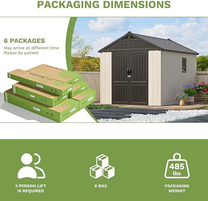 Patiowell 8 x 10 FT Resin Outdoor Storage Shed with Floor, Plastic Shed with Window and Lockable Door for Garden, Backyard, Tool Storage Use, Easy to Install in Beige (Kick-it Shed) by GreenHaven Gardens