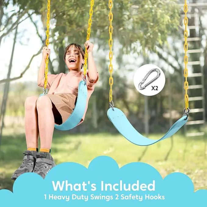 TURFEE Swing for Outdoor Swing Set - Pack of 1 Seat Replacement Kit with Heavy Duty Chains - Backyard Swingset Playground Accessories for Kids (Blue 2) by GreenHaven Gardens