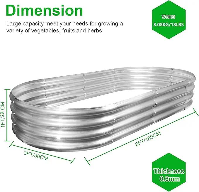 2Pack Raised Garden Bed 6×3×1FT,Galvanized Planter Box Oval Large Matel Steel Backyard Beds Outdoor for Vegetables,Flowers,Herbs,Plant by GreenHaven Gardens