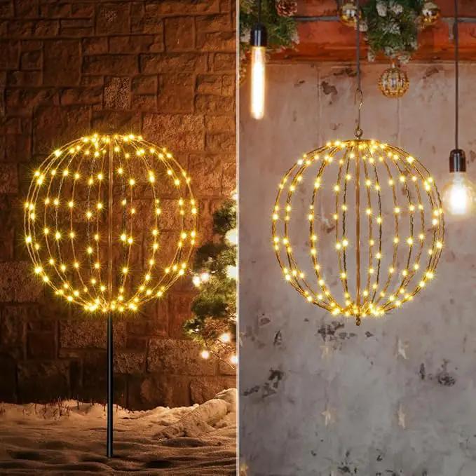 LIGHTSHARE 16IN 128LED Light Ball Yard Decoration Pathway Lights Sphere Light with Fold Flat Metal Frame Indoor Outdoor Waterproof Garden Lights, Plug in by GreenHaven Gardens