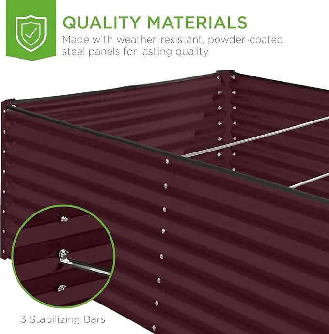 Best Choice Products 8x4x2ft Outdoor Metal Raised Garden Bed, Deep Root Planter Box for Vegetables, Flowers, Herbs, and Succulents w/ 478 Gallon Capacity - Burgundy by GreenHaven Gardens