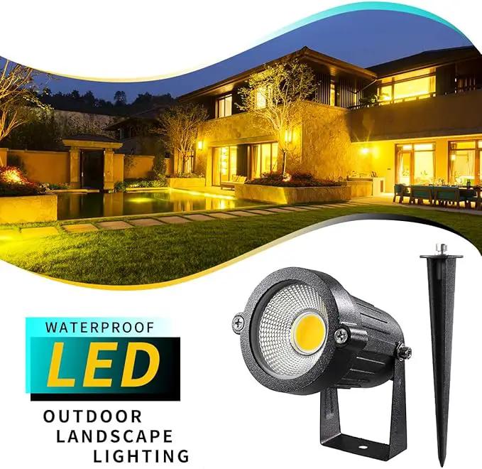 LED Landscape Lights,5W 120V AC Outdoor Pathway Garden Yard Spotlight,IP65 Waterproof Garden Flood Light,Outdoor Spotlight with Stake,UL Cord 5-ft with Plug (Pack of 1, Warm White) by GreenHaven Gardens
