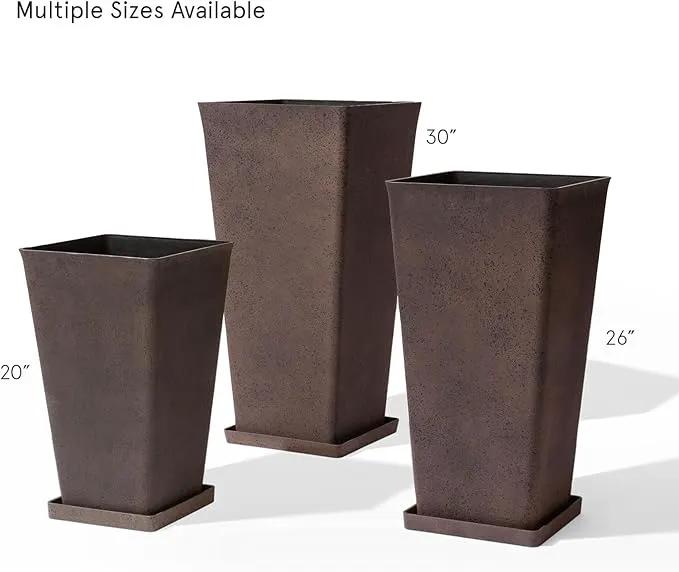 LA JOLIE MUSE 30 inch Tall Planters Set of 2, Indoor/Outdoor Rectangular Large V Shaped Taper Planters for Front Door by GreenHaven Gardens