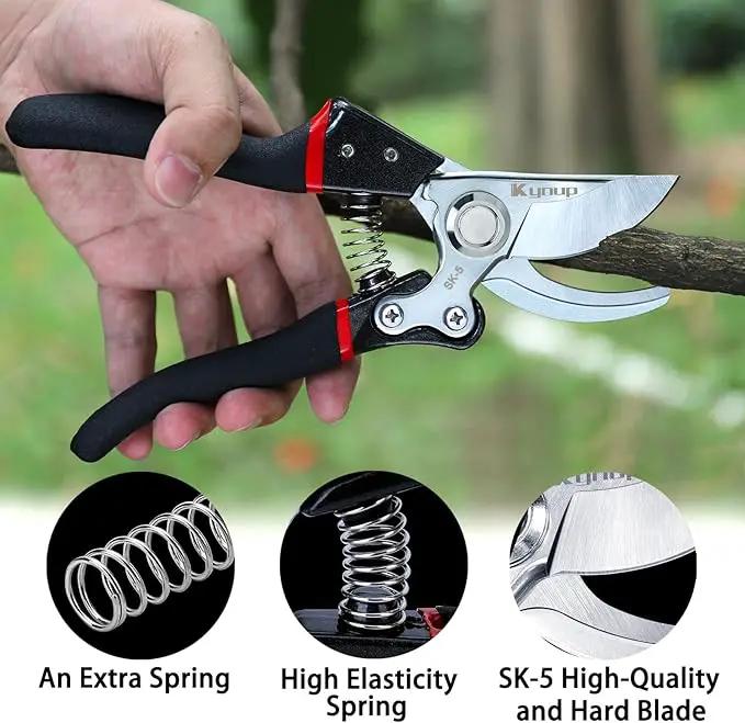 Kynup Pruning Shears for Gardening, Garden Shears Heavy Duty, Cutting Shears Pruners, Hedge Clippers, Rose Pruning Shears, Hand Clippers Gardening (Red Black) by GreenHaven Gardens