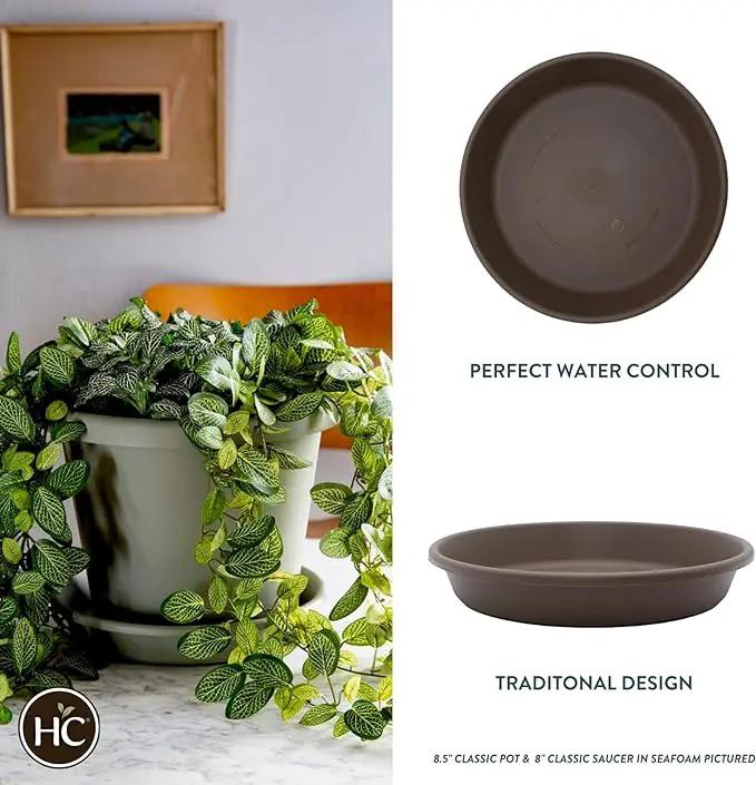 The HC Companies 16 Inch Round Plastic Classic Plant Saucer - Indoor Outdoor Plant Trays for Pots - 16"x16"x3" Chocolate by GreenHaven Gardens