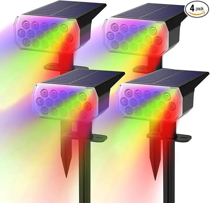 Solar Lights Outdoor Waterproof IP65, 8 Lighting Modes Multicolor Solar Spot Lights Outdoor, Landscape Spotlights for Garden Yard, 4 Pack RGB by GreenHaven Gardens