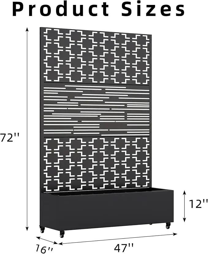 Casaphoria Metal Raised Garden Bed with Trellis and Wheels, 72"x47"x16" Planter Box for Climbing Plants, Vegetables & Vines, Features Drainage Holes and Privacy Screen, Black(Parallel&Louvered) by GreenHaven Gardens