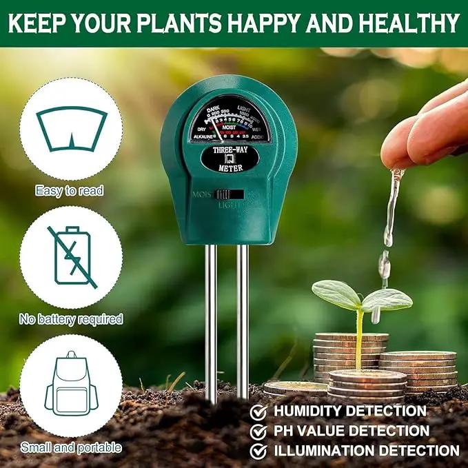 3-in-1 Soil pH Meter - Moisture, Light, and pH Tester for Garden, Lawn, Farm, Indoor & Outdoor Plant Care, Green by GreenHaven Gardens