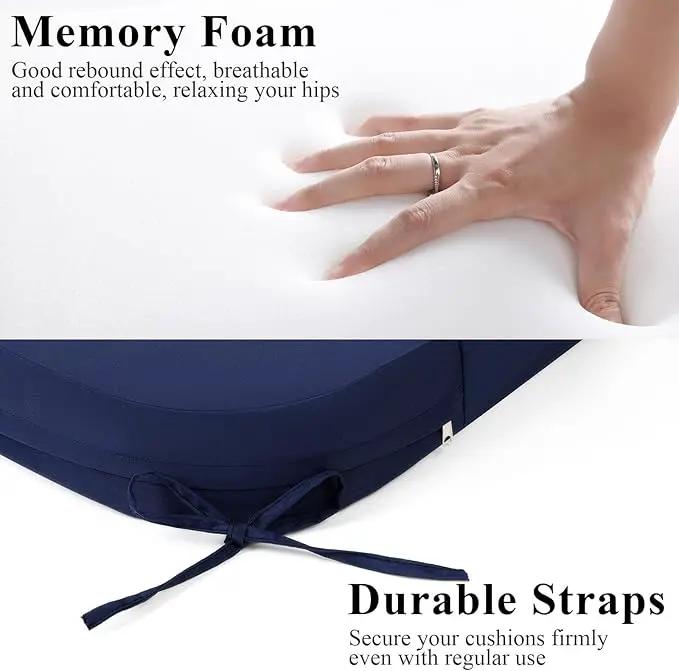Outdoor Chair Cushions Set of 2, Waterproof Foam Patio Seat Cushions with Ties for Garden Sofa & Dining Furniture, 3-Year Color Fastness, 16x17x2 Inch, Blue by GreenHaven Gardens