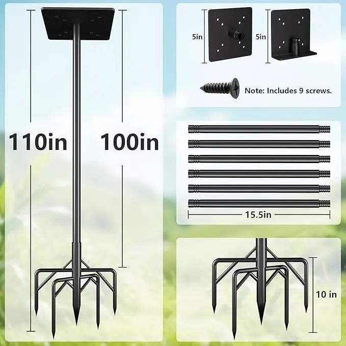 Bird Feeder Pole Kit 110 Inch,Bird House Pole for Outdoors Heavy Duty,5 Base Prongs Adjustable Birds Feeder Stand for House by GreenHaven Gardens