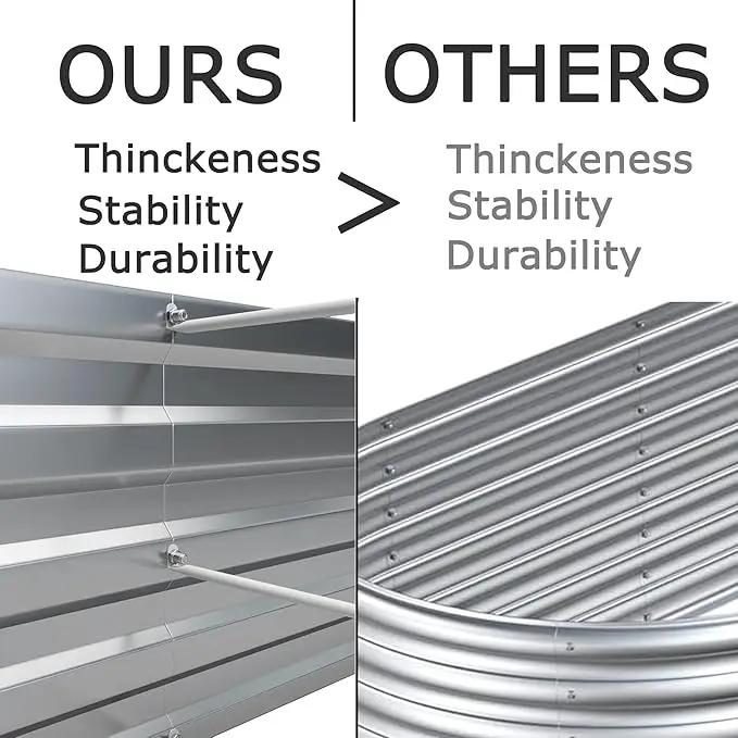 8x4x1ft(2 Pack) Galvanized Raised Garden Bed,Outdoor Planter Box Metal Patio Kit Planting Bed for Vegetables Flowers Herb,Silver by GreenHaven Gardens