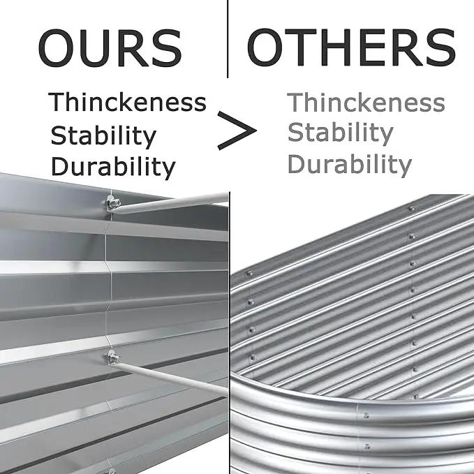 8x2x1ft(2 Pack) Galvanized Raised Garden Bed,Outdoor Planter Box Metal Patio Kit Planting Bed for Vegetables Flowers Herb,Silver by GreenHaven Gardens