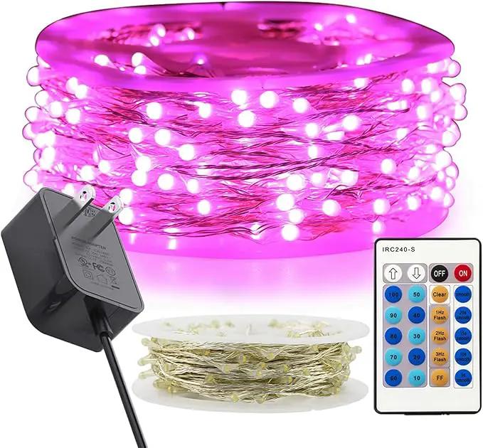 RUICHEN Pink Dimmable Fairy Lights Plug in, 99 Ft 300 LED Twinkle String Lights with Remote, Waterproof Silver Wire Firefly Lights for Bedroom, Patio, Yard, Christmas, Easter, Valentines Day, Wedding by GreenHaven Gardens